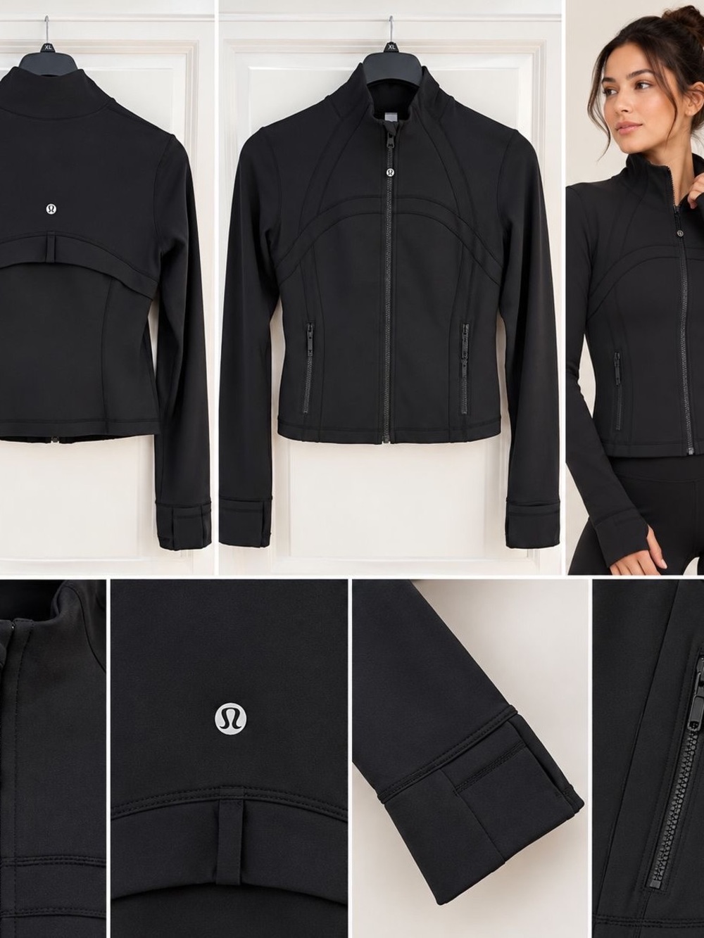 lululemon athletica Black Zip Front Cropped Bomber Jacket